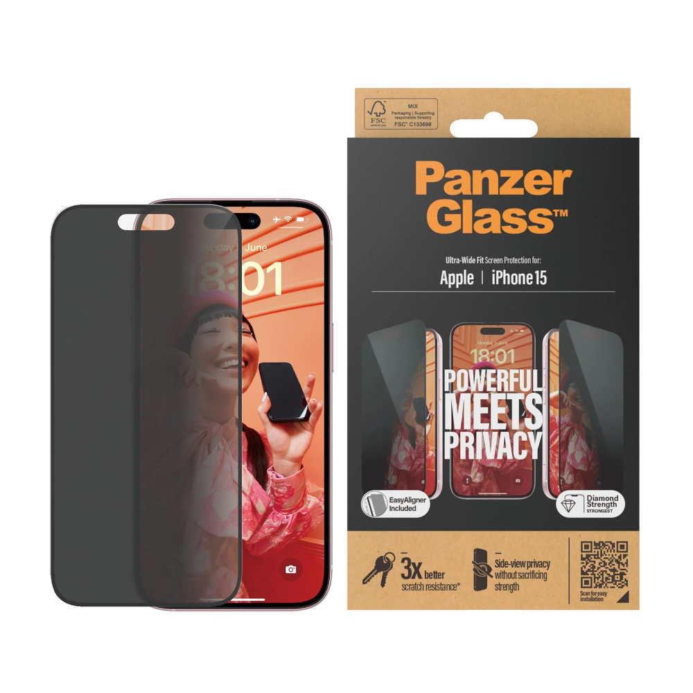 PanzerGlass Privacy Screen Protector for iPhone 15