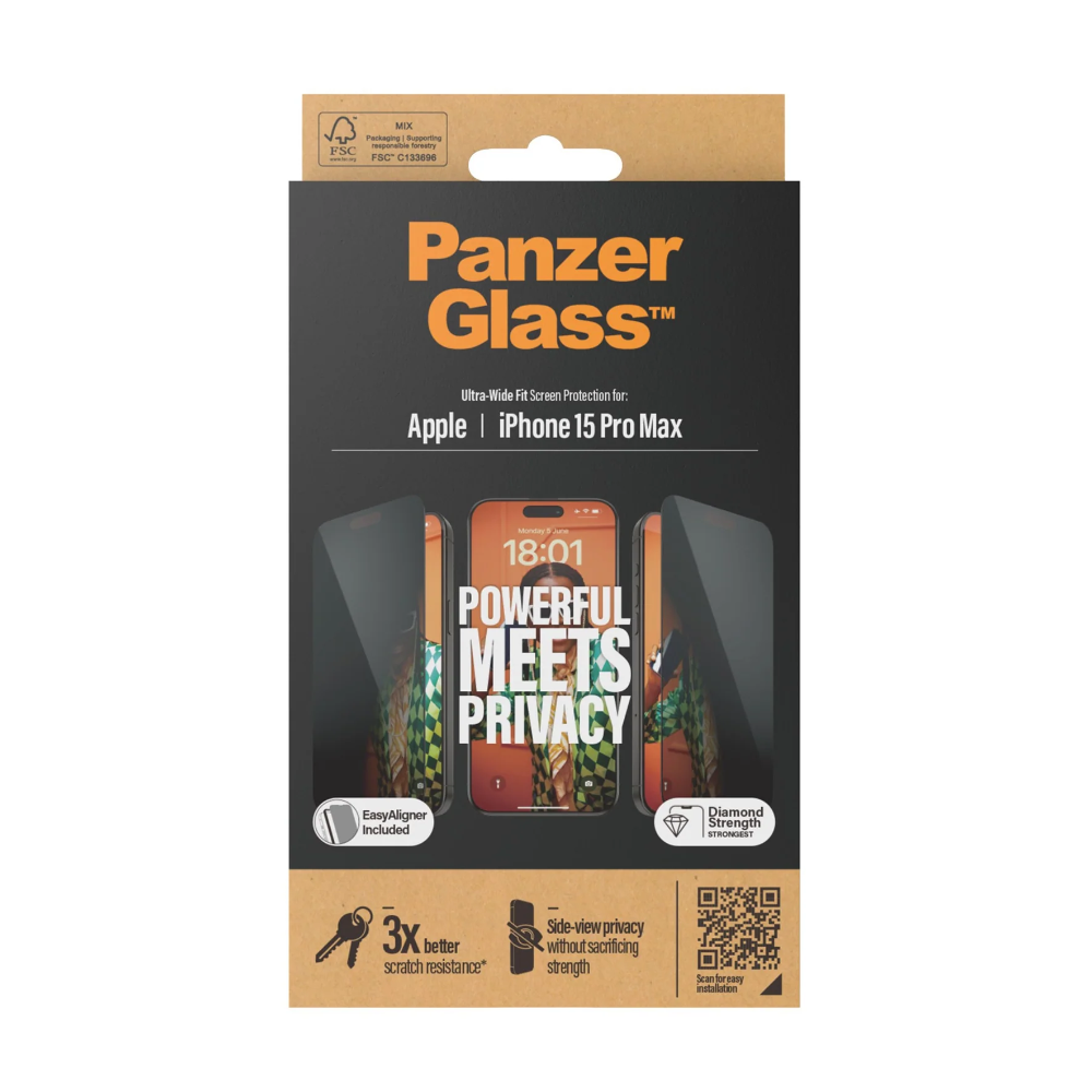 PanzerGlass Privacy Screen Protector for iPhone 15 Pro Max