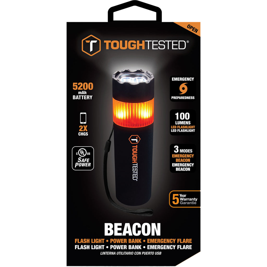 Tough Tested Beacon Emergency Flashlight - (Window Breaker & Powerbank)