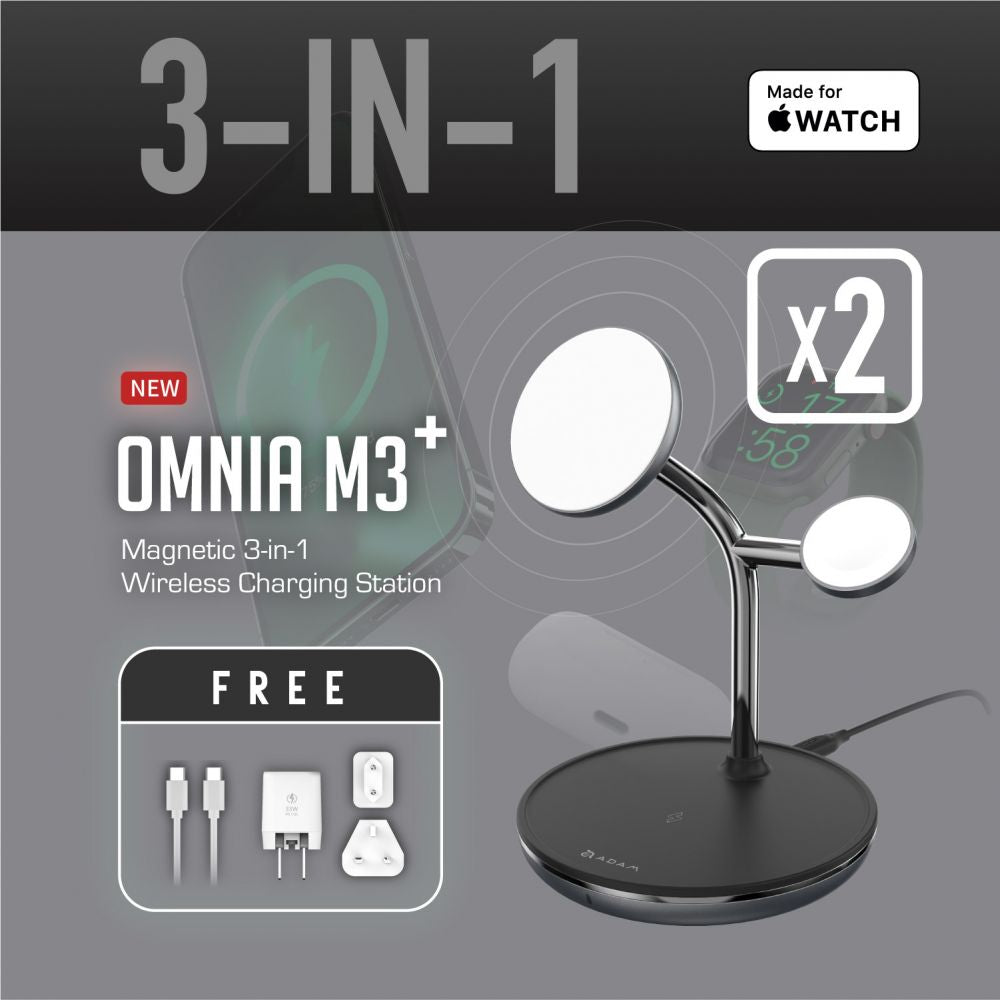 Adam Elements Omnia M3+ Magnetic 3-in-1 Wireless Charging Station