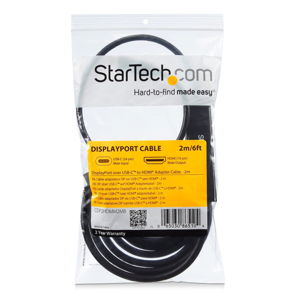 Startech USB-C to HDMI 2M Adapter Cable - 4K at 30Hz